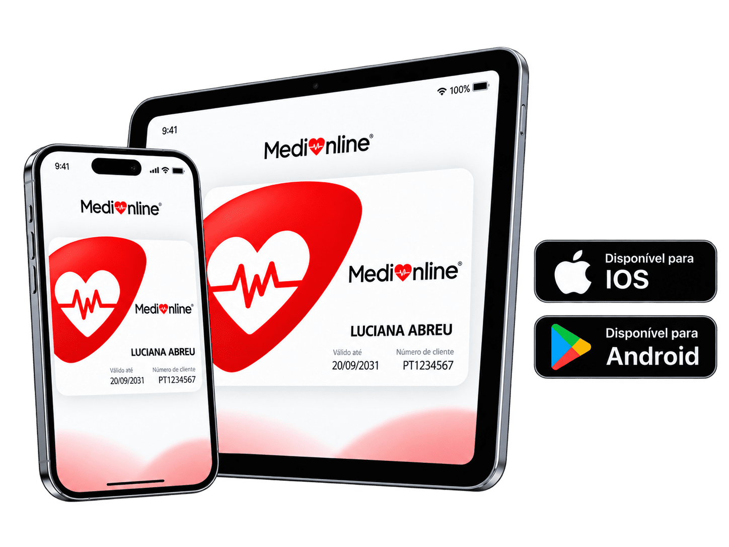 Cartão Medionline no telemóvel e tablet